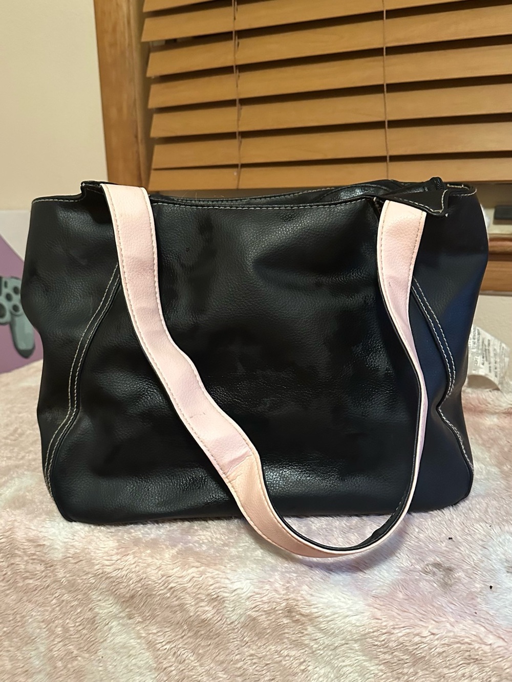Black Mary Kay Tote Bag with Light Pink and Black Straps - Everyday Shoulder Bag